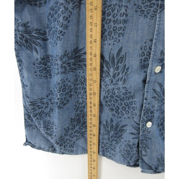 Banana Republic Shirt XL Chambray Hawaiian Loop Collar Slim Pineapple - Picture 5 of 10
